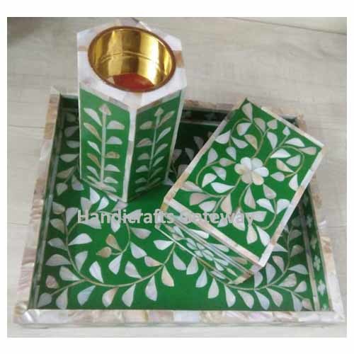 Dark Green Mother Of Pearl Bakhoor Burner Set - Handmade, Size As Per Buyer Request | First Grade Natural Sea Shell, Polished Finish, Elegant Home Decorative Enhancer