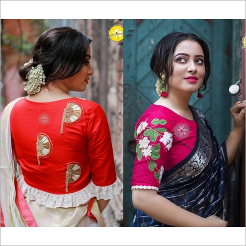 एनी कलर लेडीज़ फैंसी एम्ब्रॉयडेड प्रिल ब्लाउज़