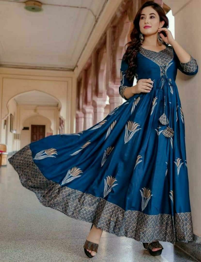 Reyon Kurti - 14kg Heavy Rayon Foil Print Breathable & Washable Available In Sizes M-2xl Ethnic Casual Dress For Ladies
