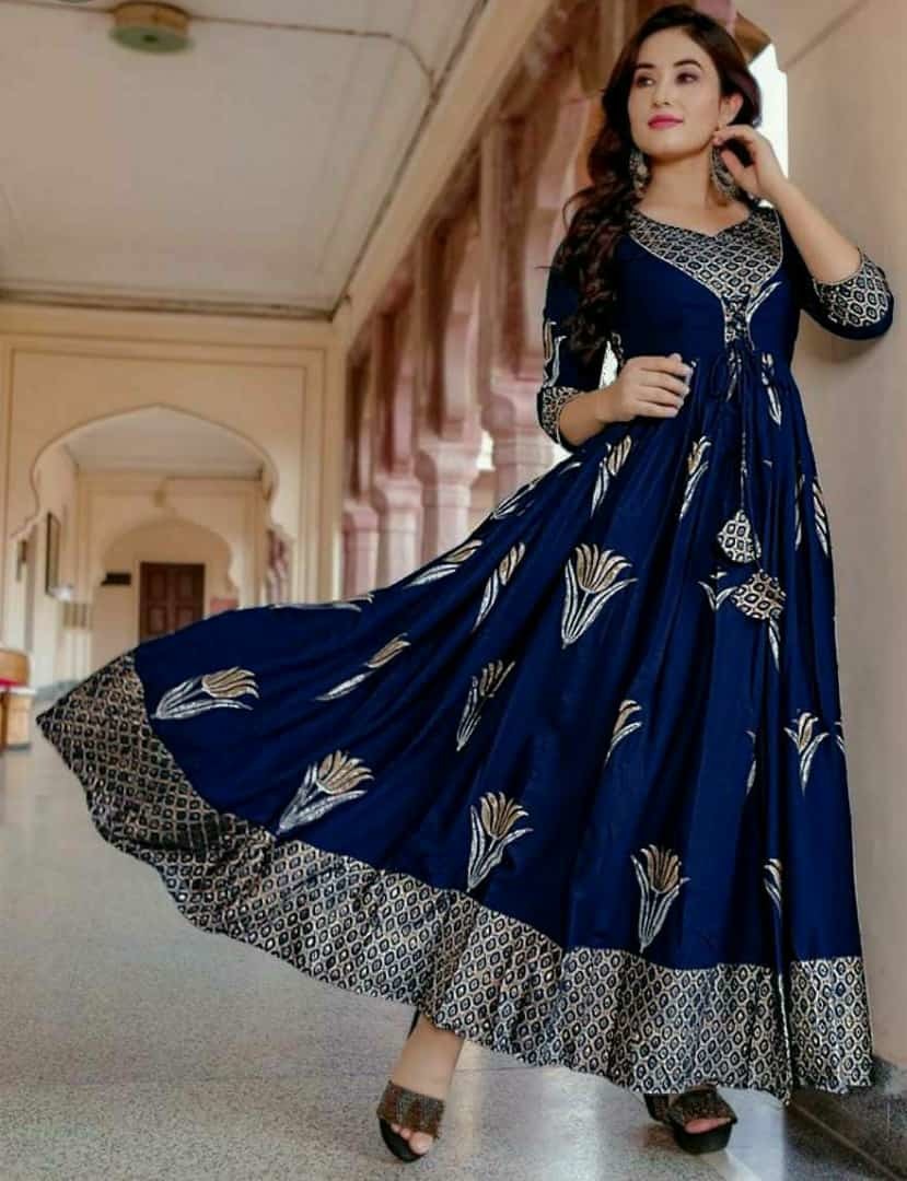 Reyon Kurti - 14kg Heavy Rayon Foil Print Breathable & Washable Available In Sizes M-2xl Ethnic Casual Dress For Ladies