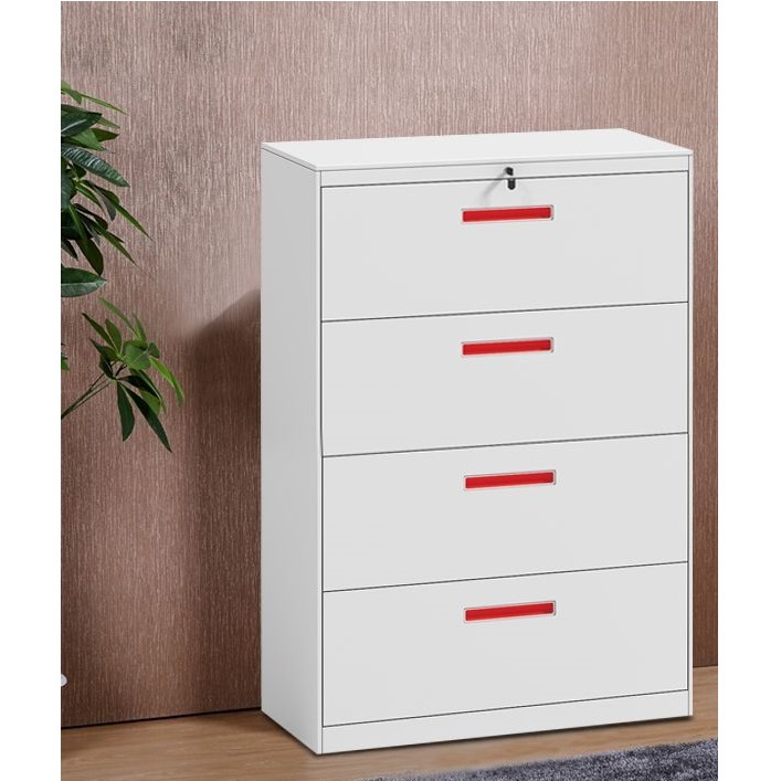 Adjustable Modern Siba 4 Drawer Lateral Filing Cabinet - Steel Material, 1305x900x450mm Size, 0.6mm Thickness, Contemporary Design - Efficient Storage Solution For Office Organization