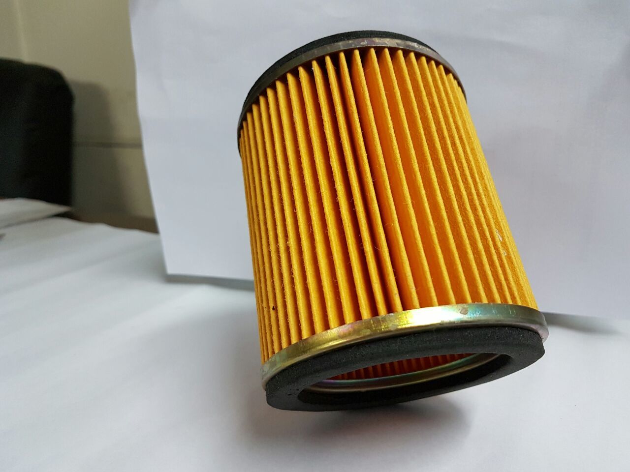 Hero Super Splendor Air Filter - Paper And Metal Caps, Cylindrical Shape, Yellow, 70-80 Grams Weight | Reusable For Optimal Performance