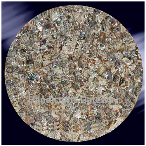 Semi Precious Stone Abalone Table Top - Handmade Natural Gemstone, Size Options: 24x24 to 72x72 Inches, Color: Multicolor, Polished Finish