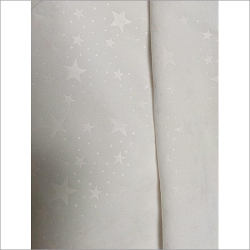 Star Embossed Fabric - 100% Polyester, Different Sizes Available, White Color | Washable, Softens After Washing, 110 GSM, Woven Pattern