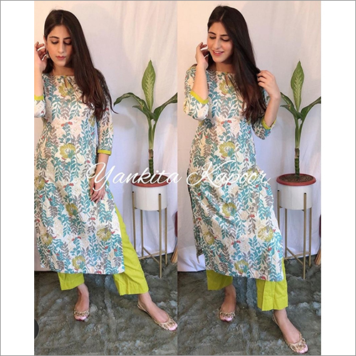 Ladies Rayon Printed Yankita Kurti With Pant - Rayon, Sizes L/M/XL/XXL, Casual Wear | Washable, Ideal for Rainy, Spring, Summer & Winter