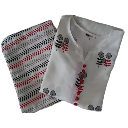 Ladies Rayon Printed Kurti With Pant - Soft Rayon Fabric, Casual Wear For All Seasons | Washable, Perfect For Rainy, Spring, Summer, Winter