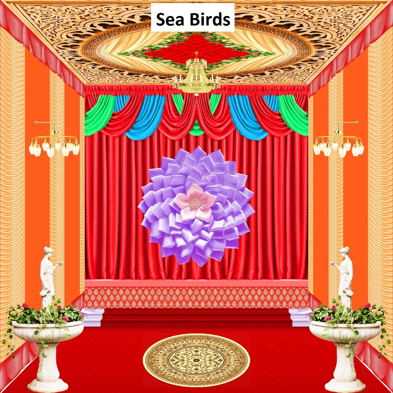 Tent 3d Print Fabric - Multi-color Polyester, Size Options 5x10 To 20x25 Feet, 58 Inch Width, 3d Digital Print Design For Ceiling & Side Walls