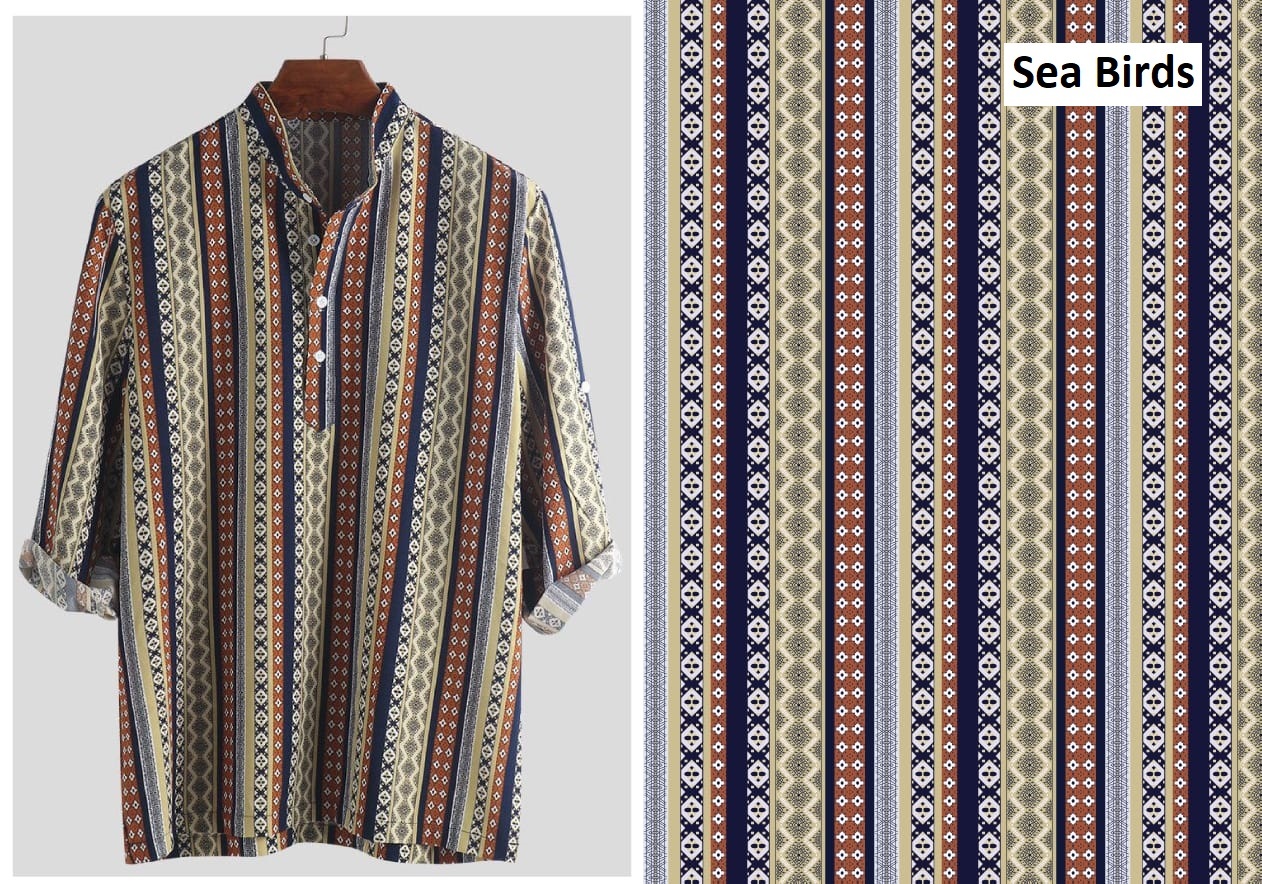 Dull Satin Shirting Fabric - Polyester Material, 58 Inch Width | Multi-color Digital Print, Ideal For Shirt Making