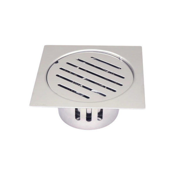 Drain With Cockroach Trap Slotted - Stainless Steel 125mm Round & Square Drain, Slotted Design With Cockroach Trap , Suitable For Waste Pipe Connection