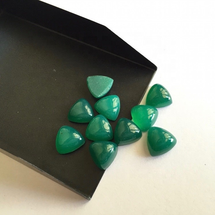 11mm Green Onyx Trillion Cabochon Loose Gemstones Grade: Aaa