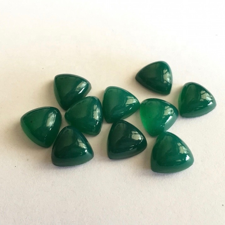 11mm Green Onyx Trillion Cabochon Loose Gemstones Grade: Aaa