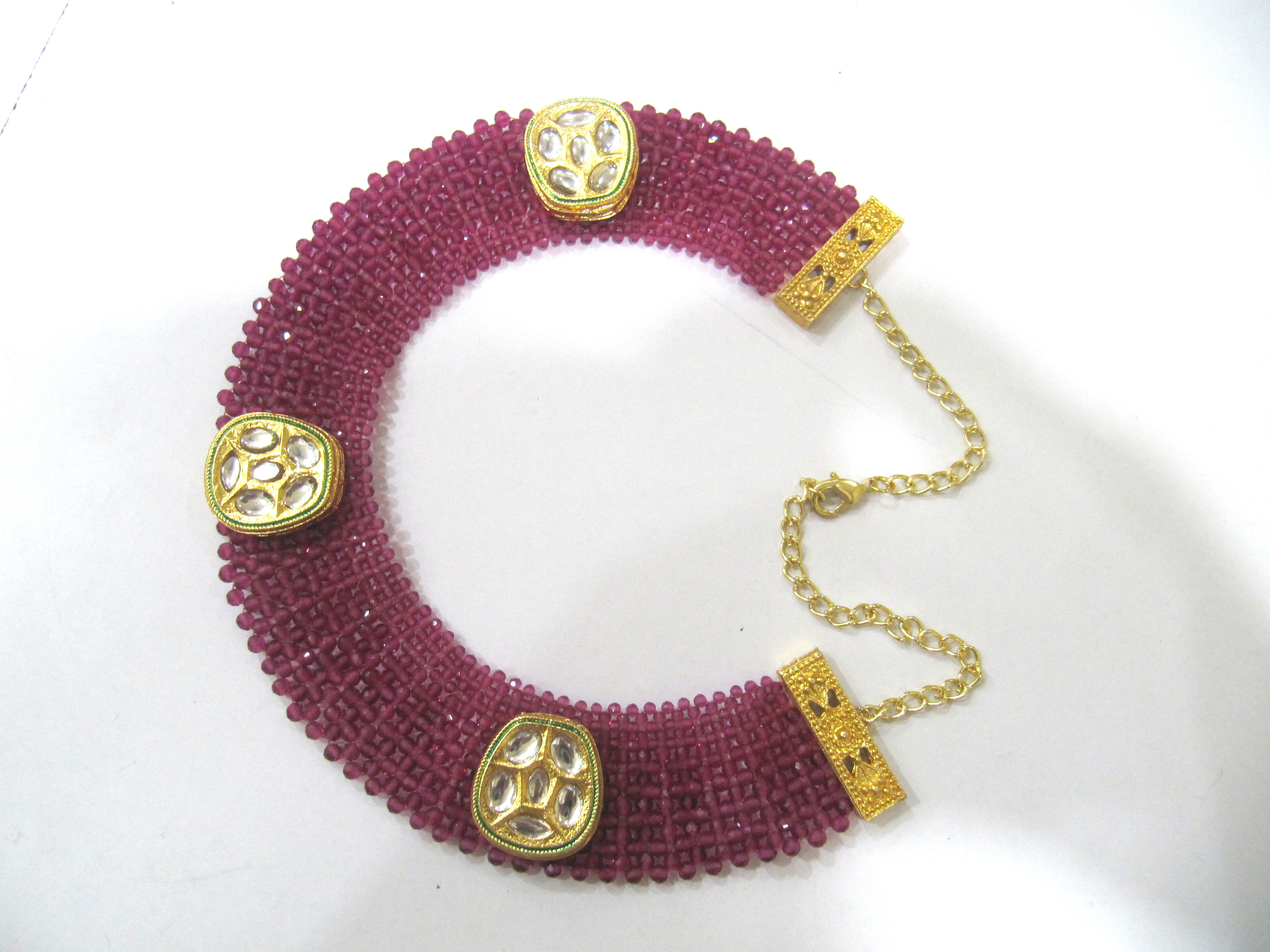 Hand Woven Knitted Beaded Stone Necklace - Gold Plated Multi Color Rondelle Faceted Quartz Beads Women's Jewelry Set