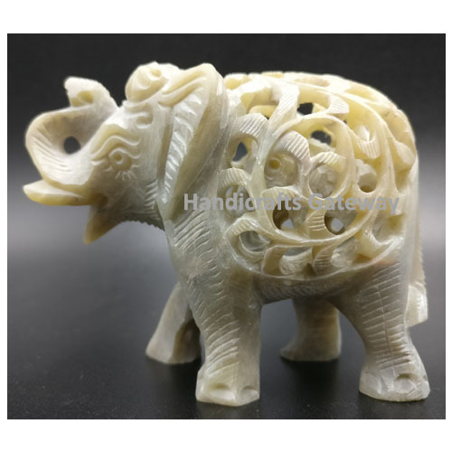 मूर्तिकला प्राकृतिक पत्थर की पशु प्रतिमा, सोपस्टोन हाथी की मूर्ती