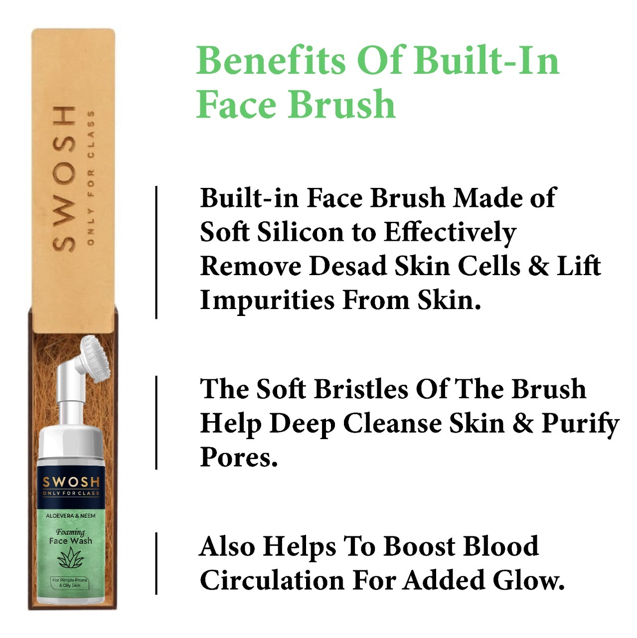 Swosh Aloe Vera & Neem Foaming Face Wash  (With Built-in Face Brush)