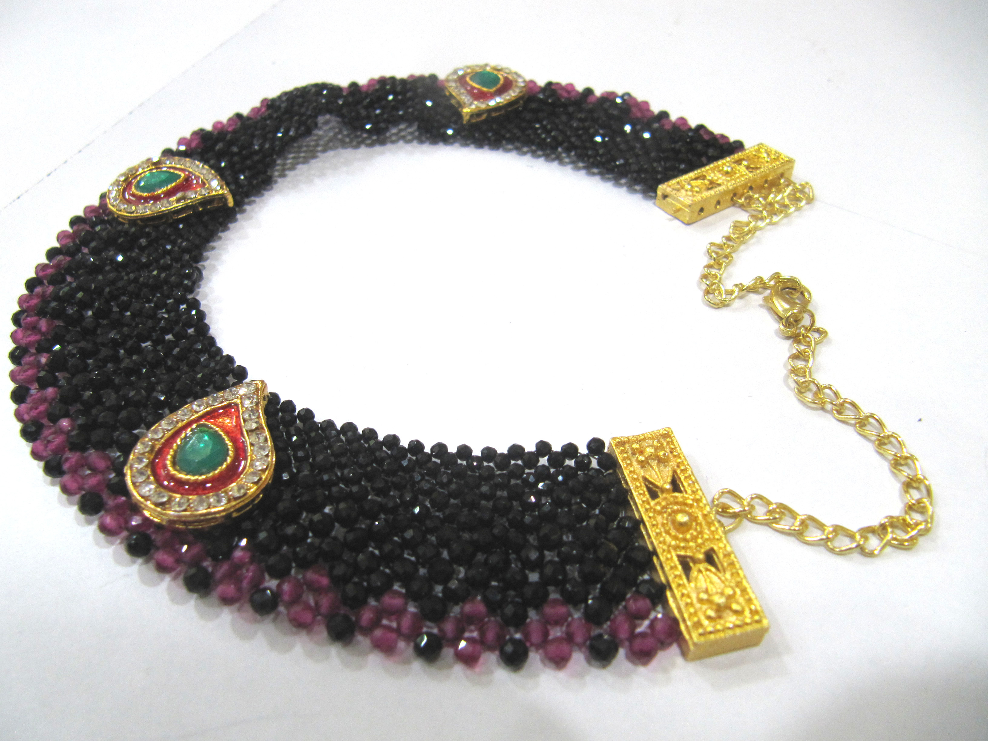 Hand Woven Knitted Beaded Stone Necklace - Yellow Gold Quartz Stones, Elegant Jewelry Set For Women