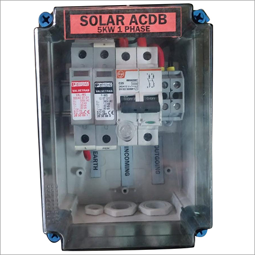 5 KW 1 Phase Solar ACDB - PBC & Plastic Material, 800-900 Grams Weight | Automatic Switch, 01 Year Warranty