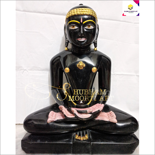 Religious Black Marble Mahaveer Statue