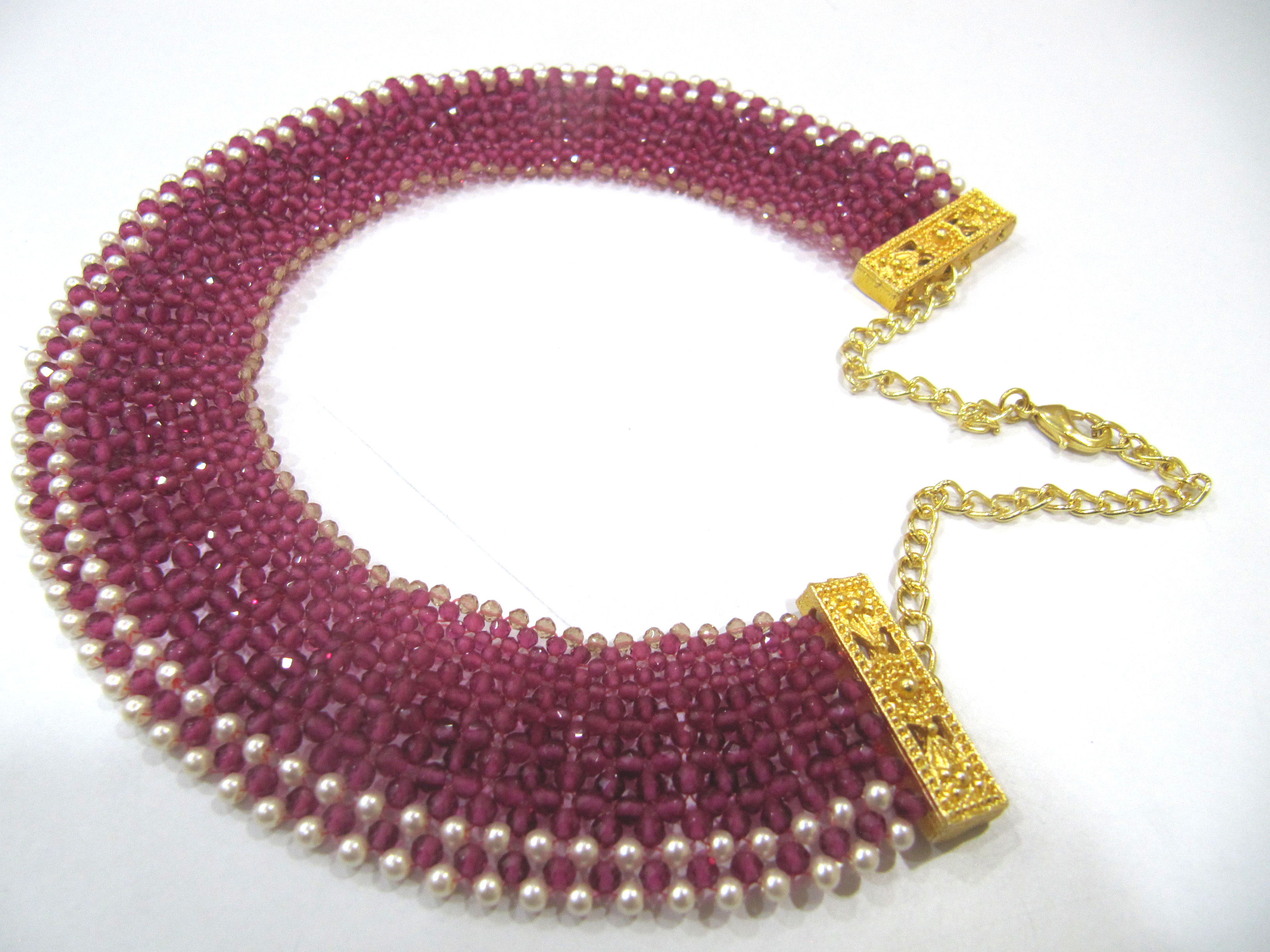 Hand Woven - Yellow Gold Beaded Quartz Necklace Set | Handmade Jewelry For Women