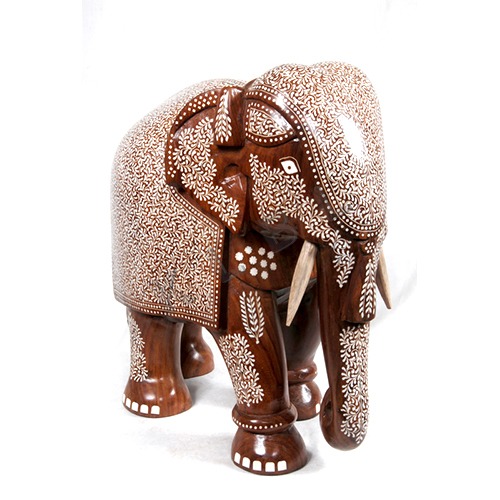 लकड़ी का जड़ाऊ कालीन हाथी