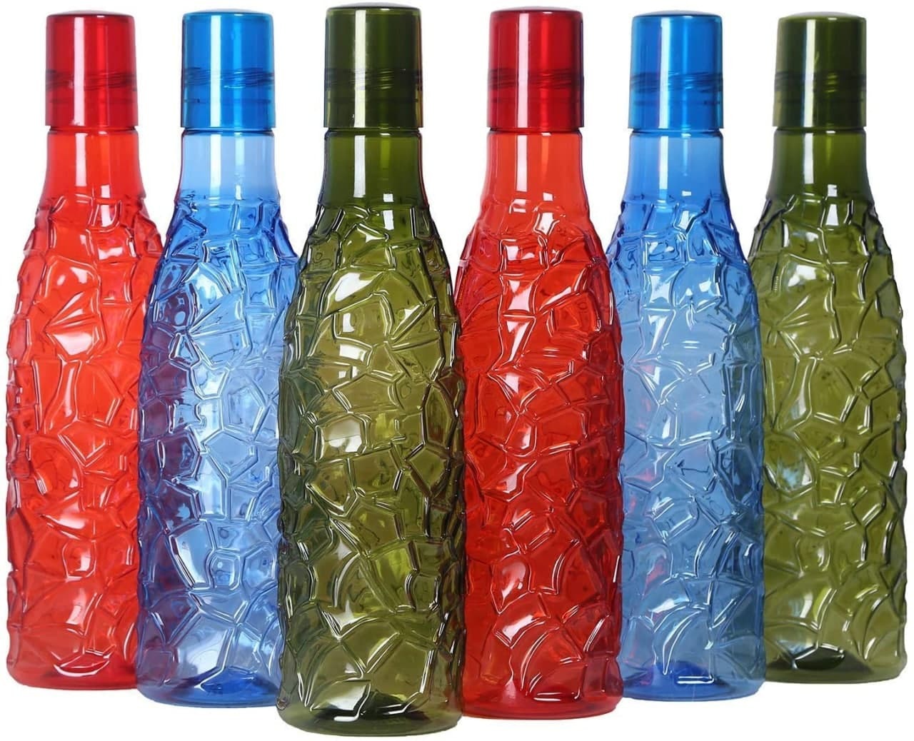 Set Of 6 Creta Desing Plastic Bottle Set 1 Ltr