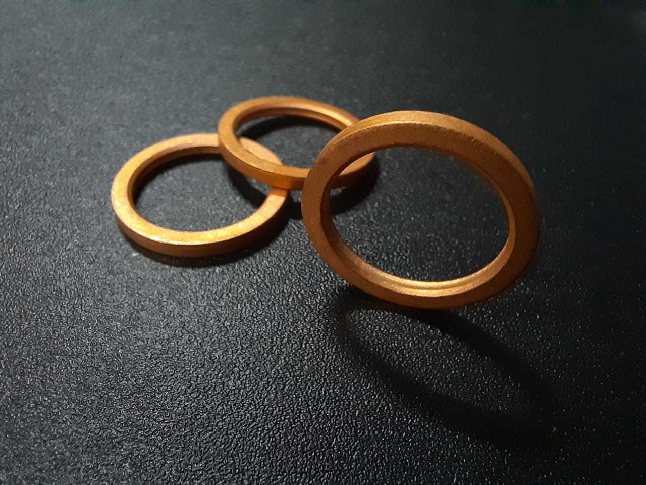 Banjo Washer - Copper Material 15x19x1.5 Mm Size | Bright Annealed Finish Circular Shape Nozzle Application