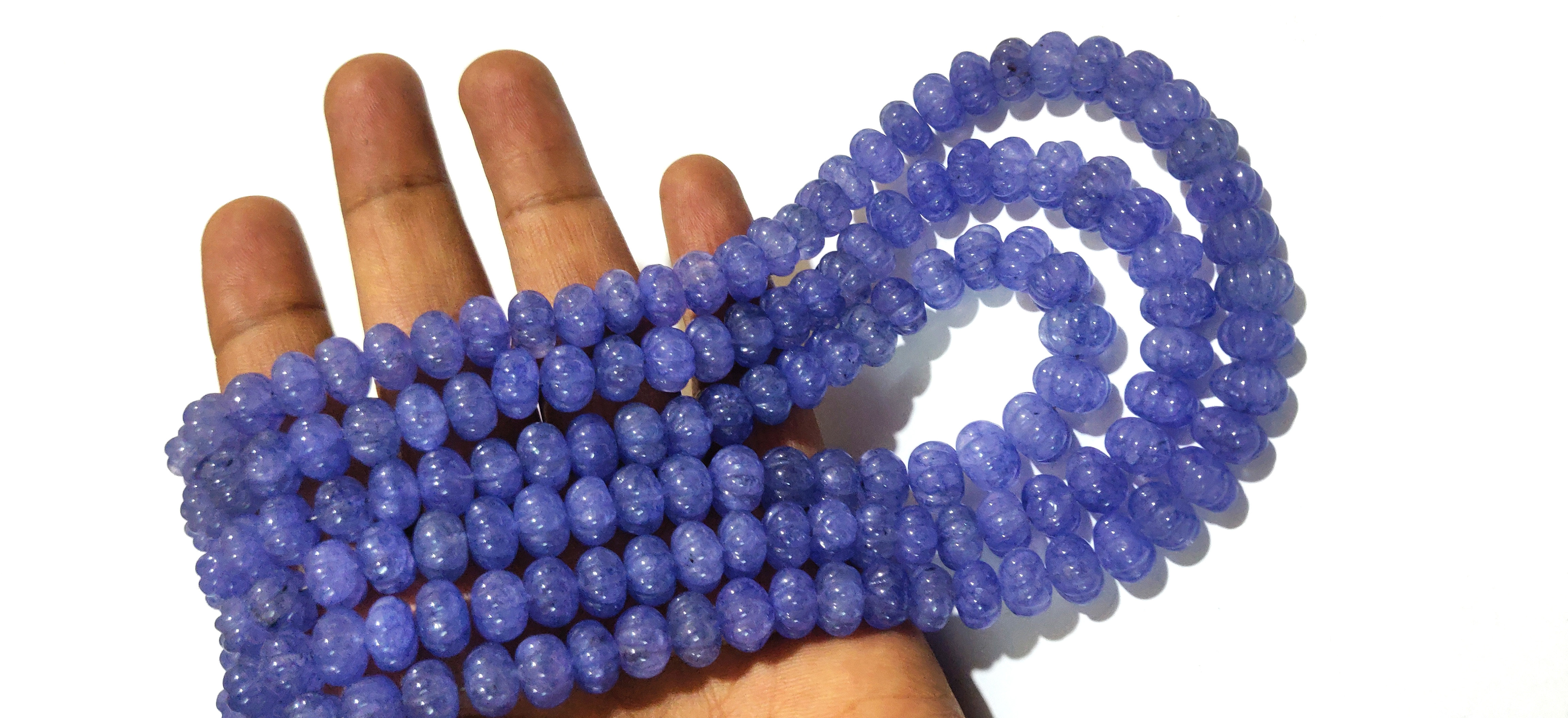 Tanzanite Hand Craved Watermelon 9 To 11mm - 8 Inch Strand Of Pumpkin Quartz Beads | Ideal For Necklaces, Earrings, Bracelets & Custom Jewelry