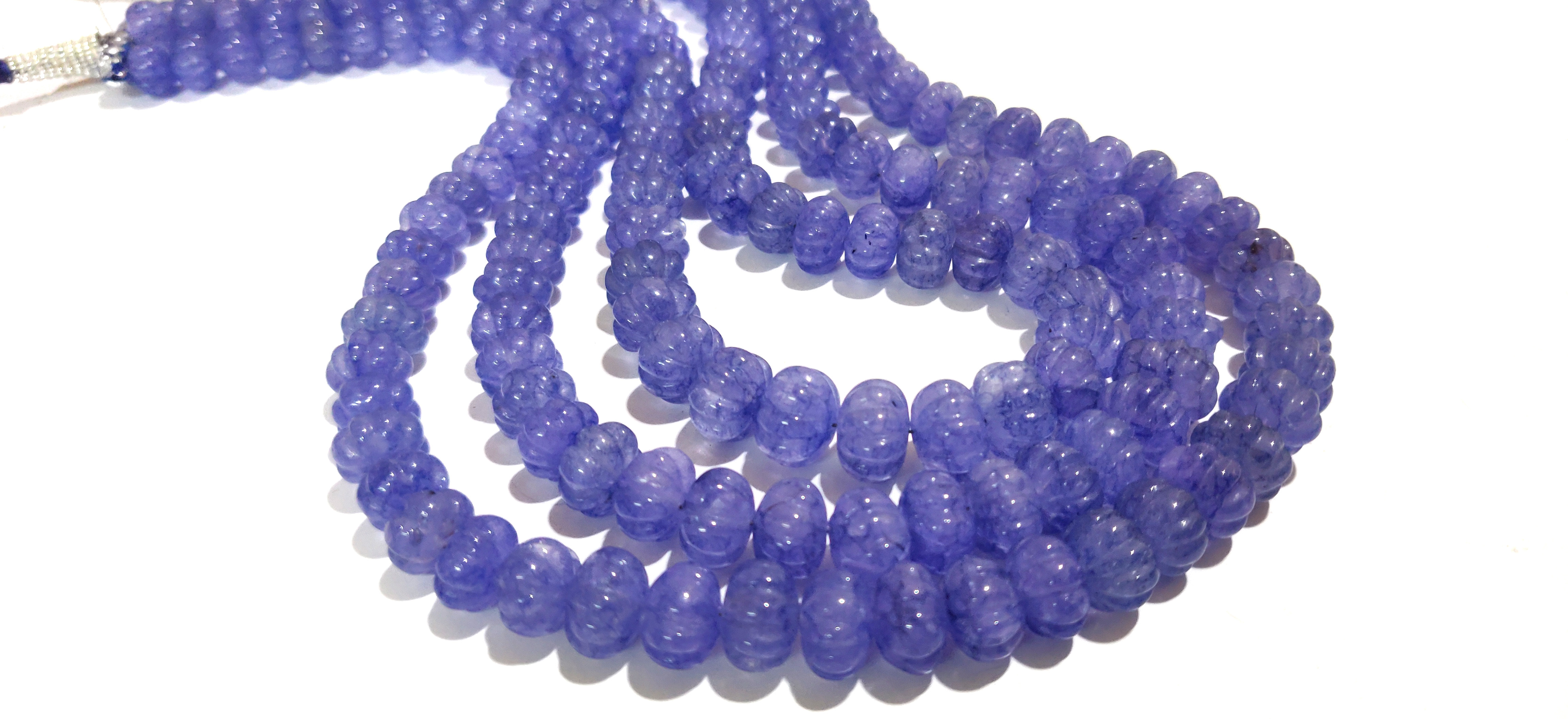 Tanzanite Hand Craved Watermelon 9 To 11mm - 8 Inch Strand Of Pumpkin Quartz Beads | Ideal For Necklaces, Earrings, Bracelets & Custom Jewelry