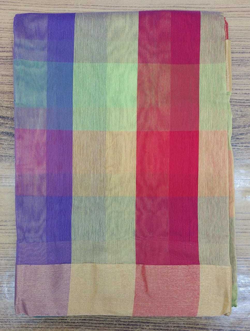 40s Cotton Tissue Check - Cotton Silk Fabric, 10 Multi-color Pattern | Traditional South Style For Festive Occasions