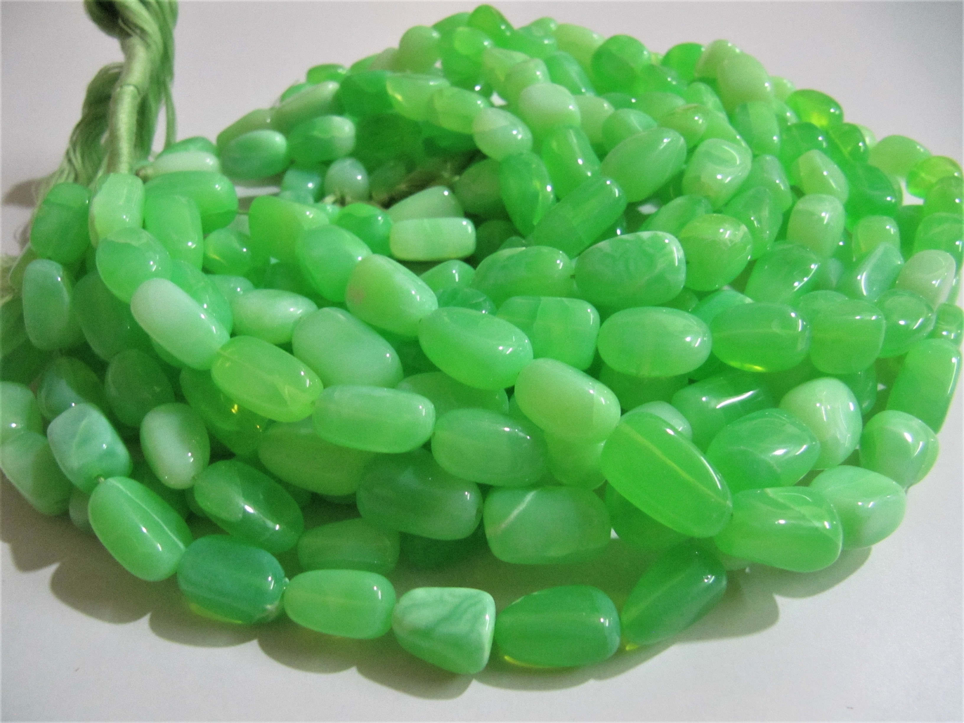Wood Natural Green Opal Plain Smooth Nugget Tumbled Beads