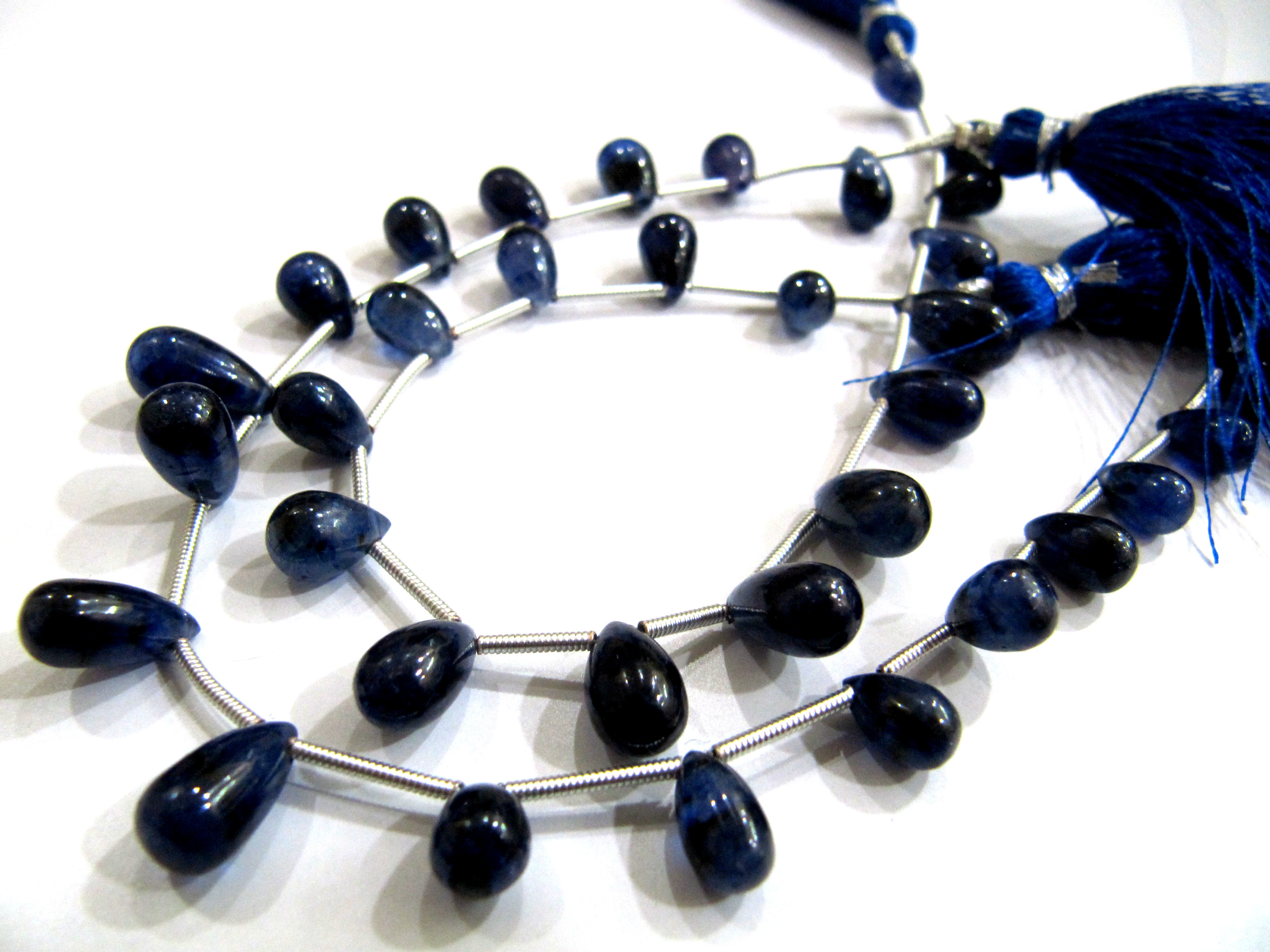 Natural Blue Sapphire Teardrop Smooth Beads - 5-8mm To 6-10mm Strand, Beautifully Cut Natural Gemstone Beads For Jewelry Making