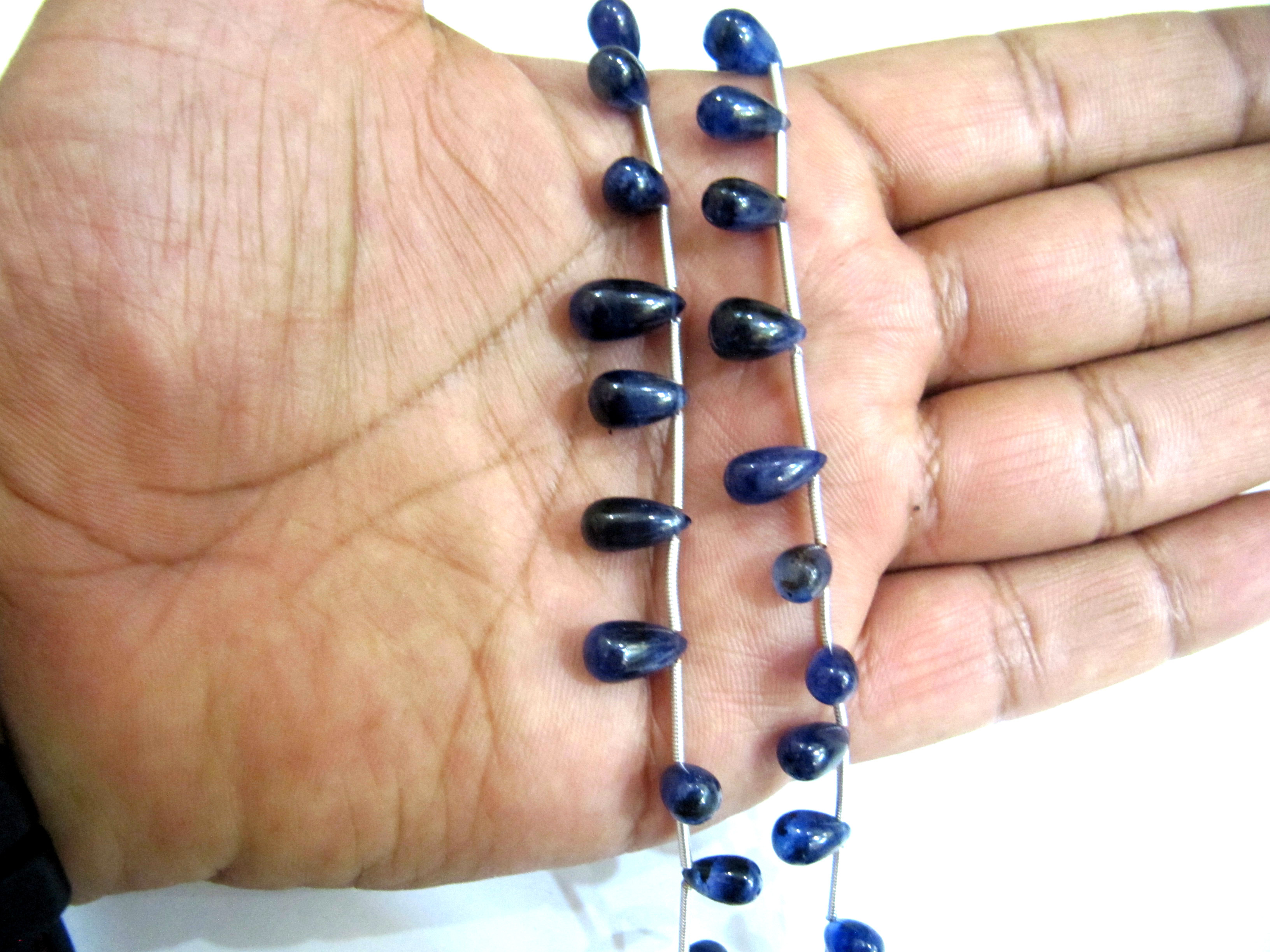 Natural Blue Sapphire Teardrop Smooth Beads - 5-8mm To 6-10mm Strand, Beautifully Cut Natural Gemstone Beads For Jewelry Making
