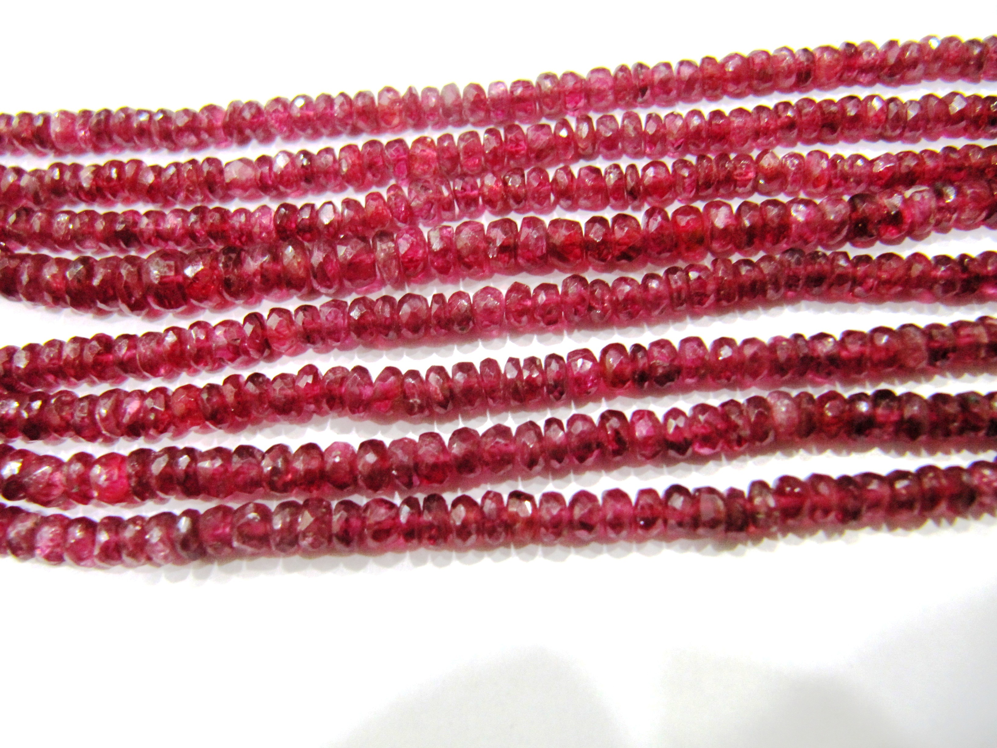 Natural Ruby Red Spinal Rondelle Faceted Top Quality 2 To 3mm Beads - Stone Material, 2-3mm Size, Red Color | Natural Round Faceted Shape For Jewelry Making