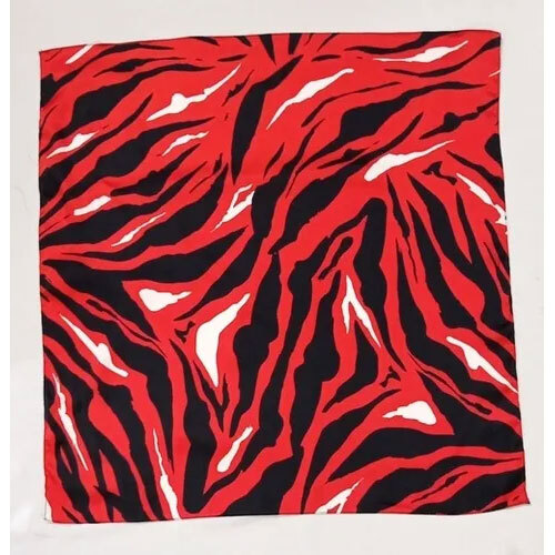 Satin Printed Bandana - Color: Red & Black