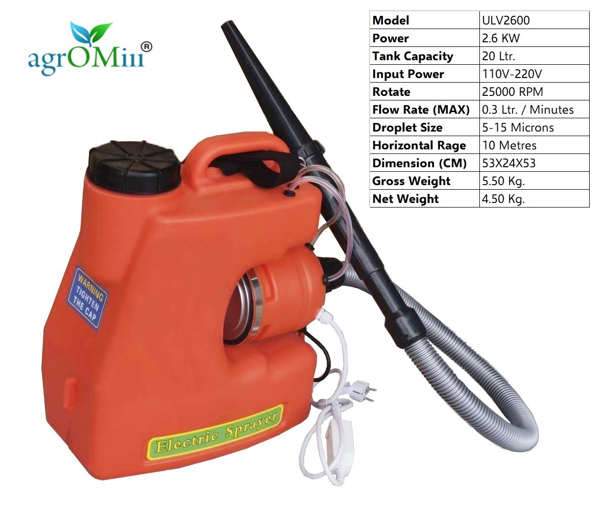 Portable Electric Knapsack Ulv Cold Fogging Sprayer