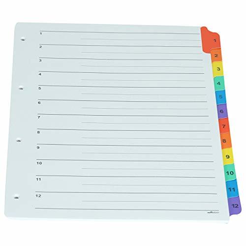 Binder Index Divider (1 To 12) - A4 Size - Multicolour Tabs Files Can Be Used For Multi-subject Purpose