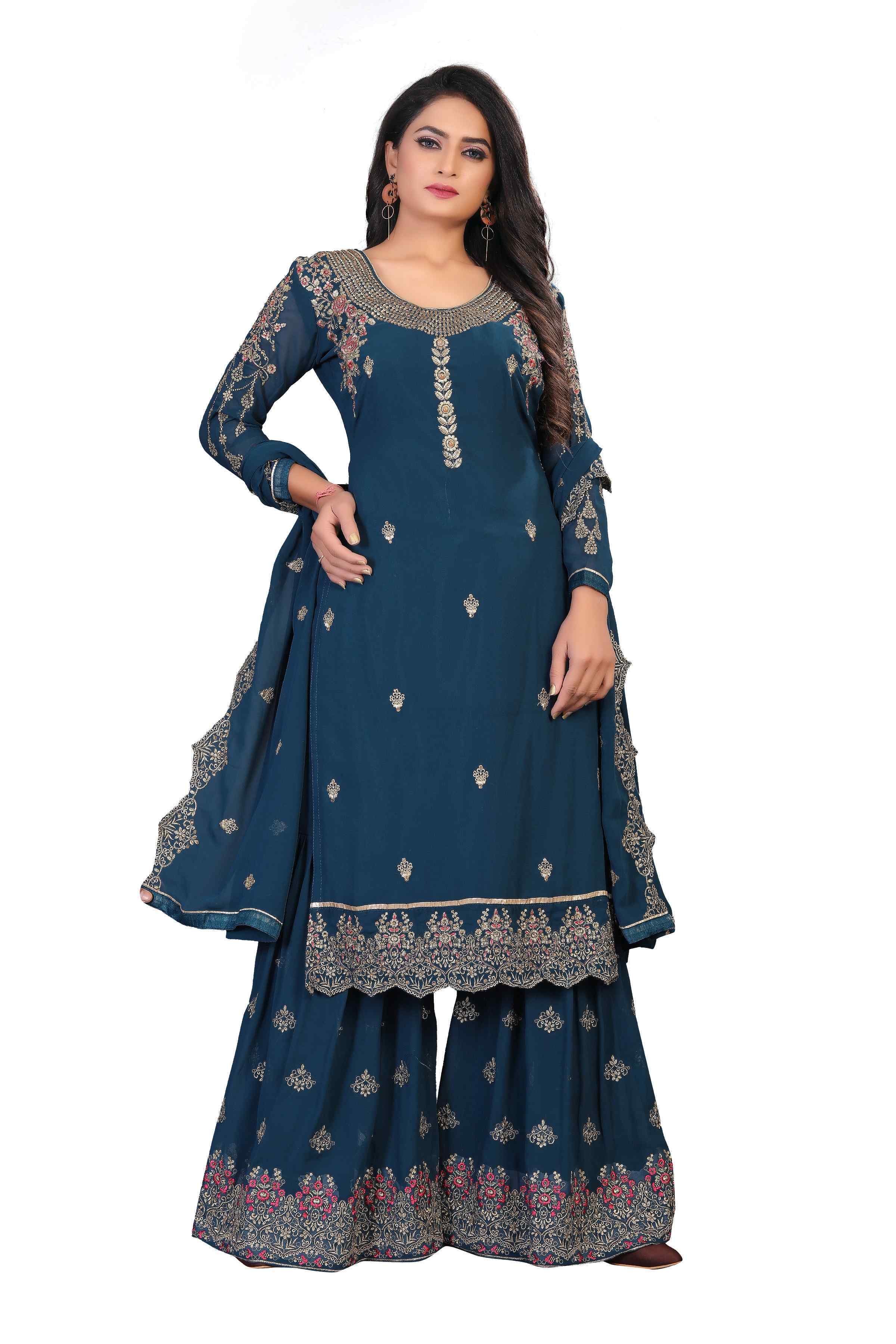 Attractive Georgette Embroidered Semi Stitched Ethnic Gown (3106 Series)