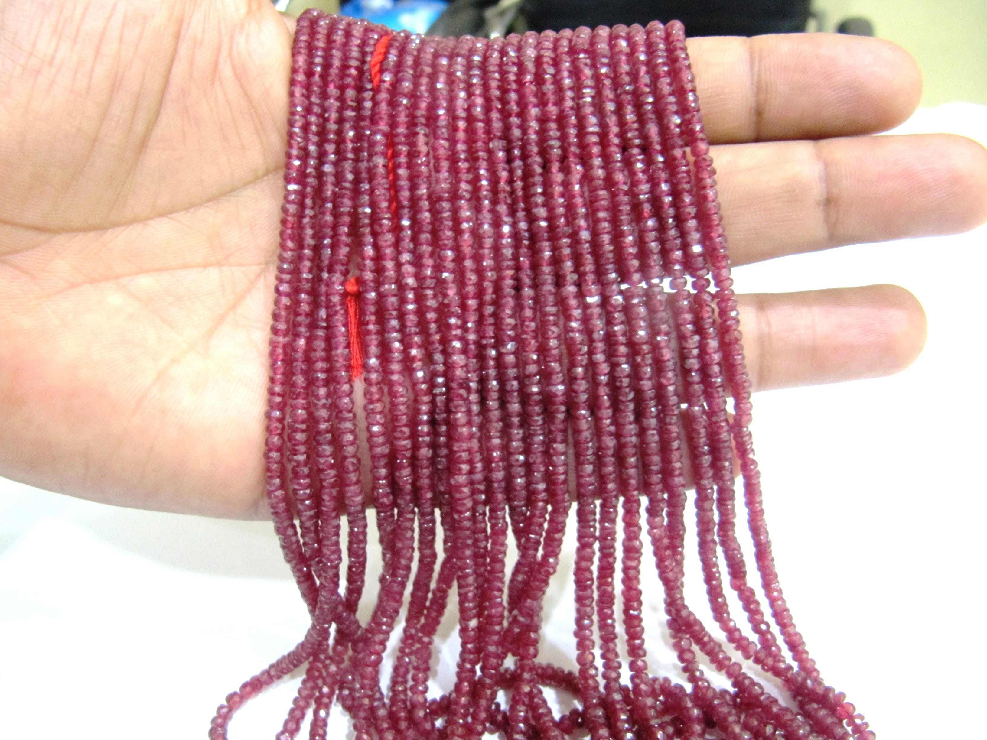 Natural Ruby Red Spinal Rondelle Faceted Beads - 2 To 3mm Size, Top Quality Stone Beads For Jewelry Making