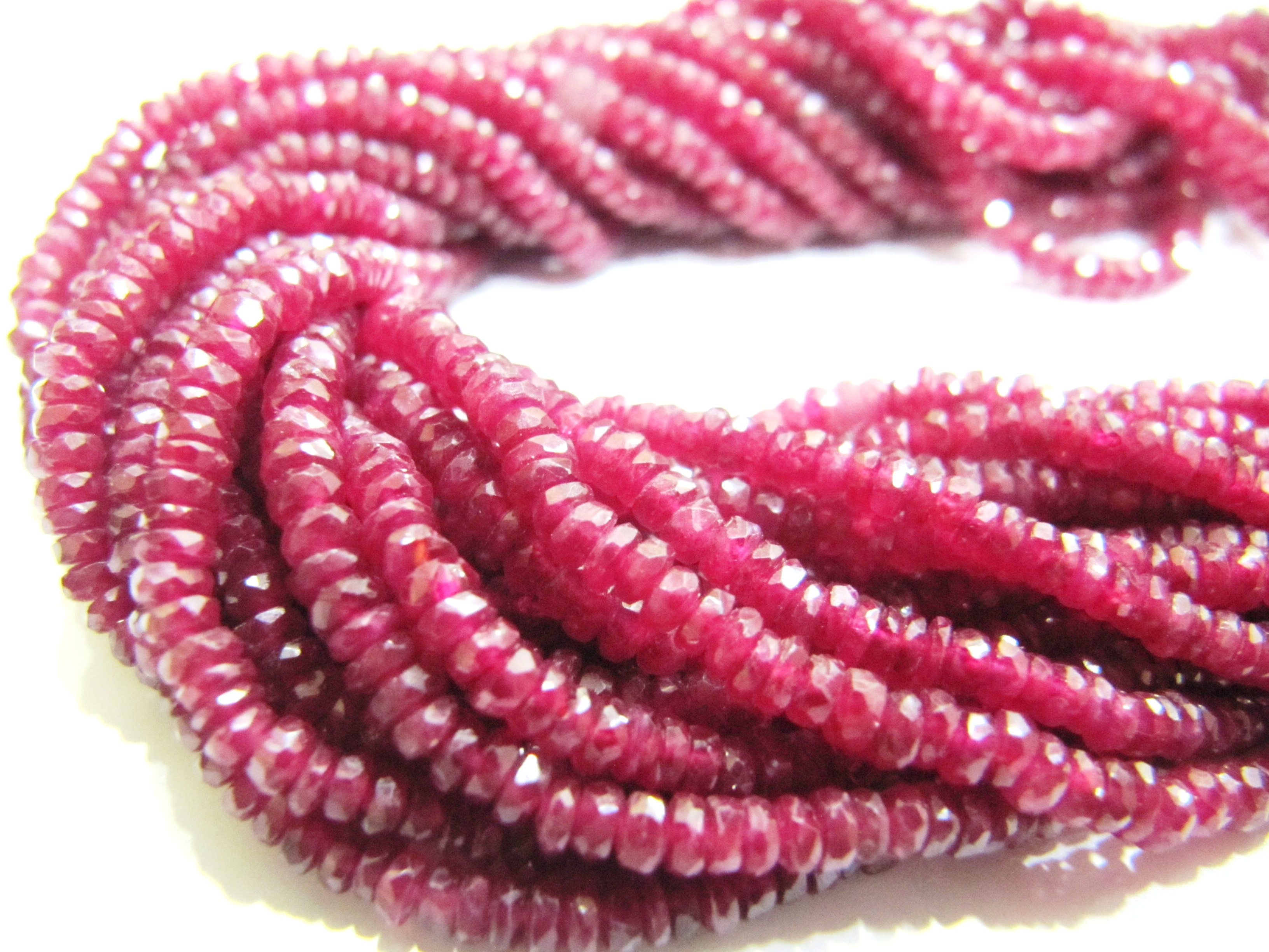 Natural Ruby Red Spinal Rondelle Faceted Beads - 2 To 3mm Size, Top Quality Stone Beads For Jewelry Making