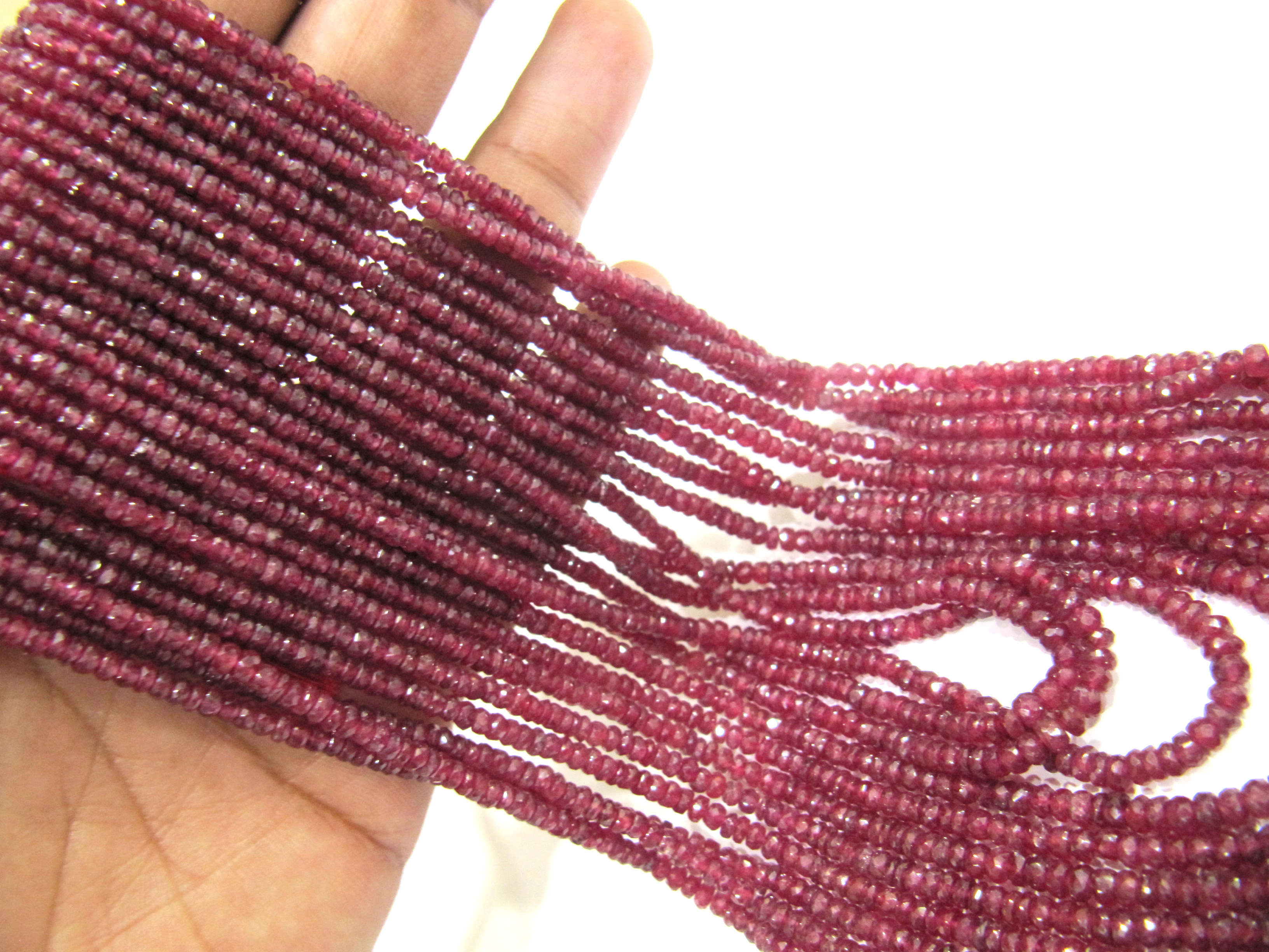 Natural Ruby Red Spinal Rondelle Faceted Beads - 2 To 3mm Size, Top Quality Stone Beads For Jewelry Making