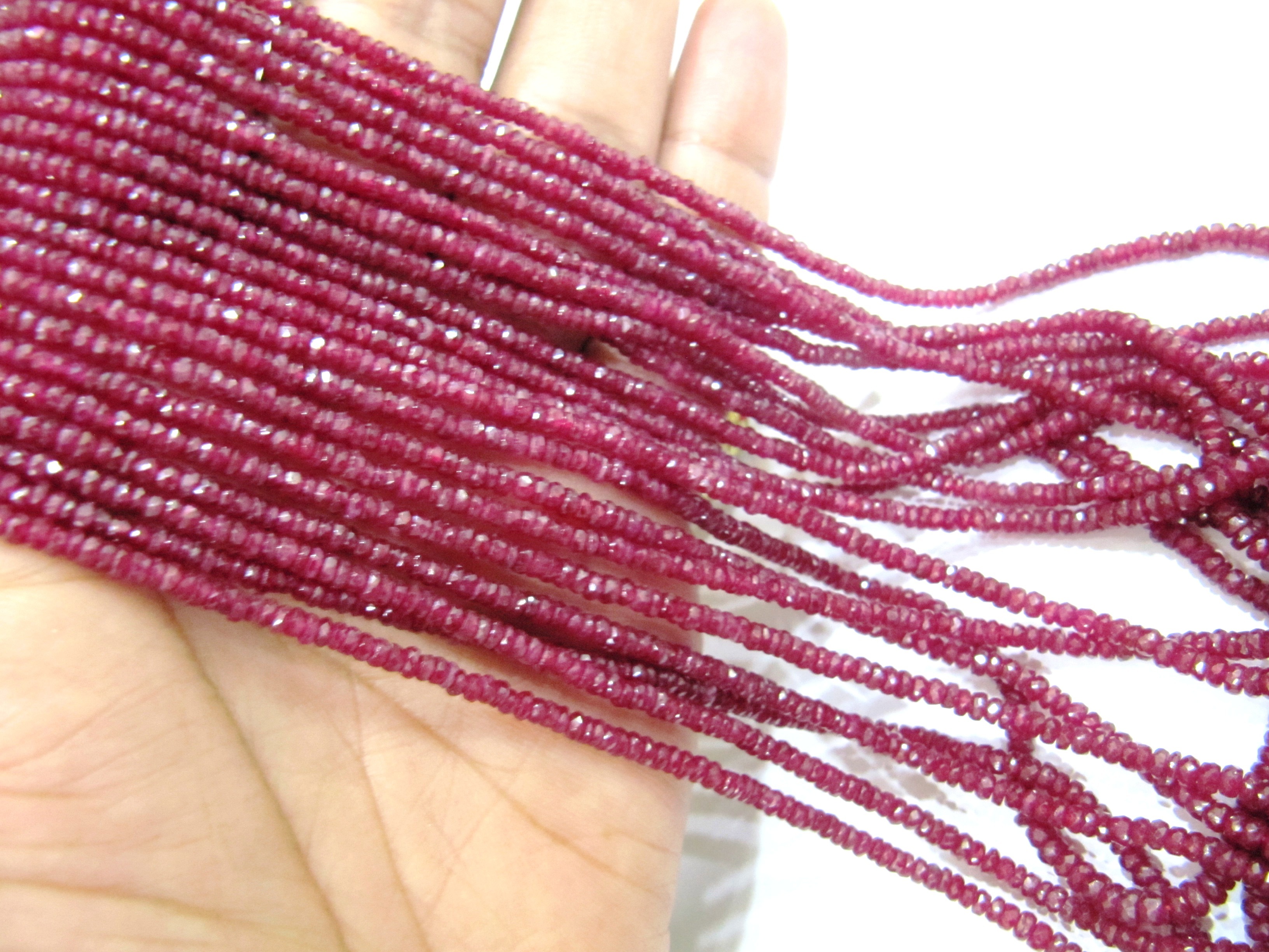 Natural Ruby Red Spinal Rondelle Faceted Beads - 2 To 3mm Size, Top Quality Stone Beads For Jewelry Making