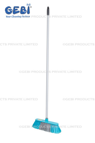 Push Broom - Plastic Material, 5cm X 27.5cm , Red/blue/grey Color, Ideal For Floor & Outdoor Cleaning, Effective Dust Collection With Flagged Fibers
