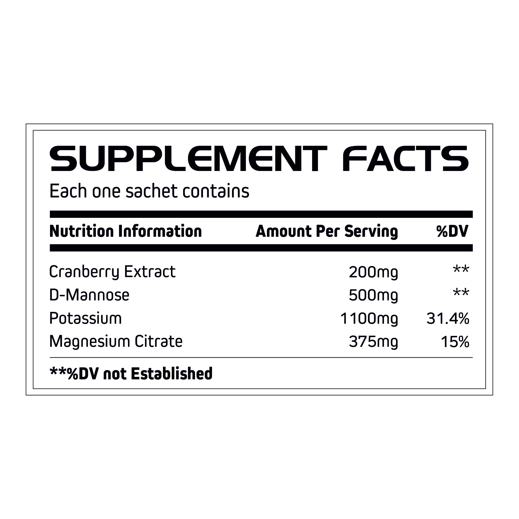 Cranberry Extracts + D-mannose + Potassium Magnesium Citrate Sachet