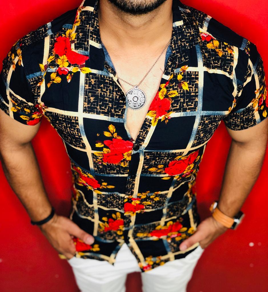 Zuric Digital Printed Fabric - Polyester Lycra, 58 Inch Width, Multi-color | Four Way Lycra, Available In Various Designs, Ideal For Shirts