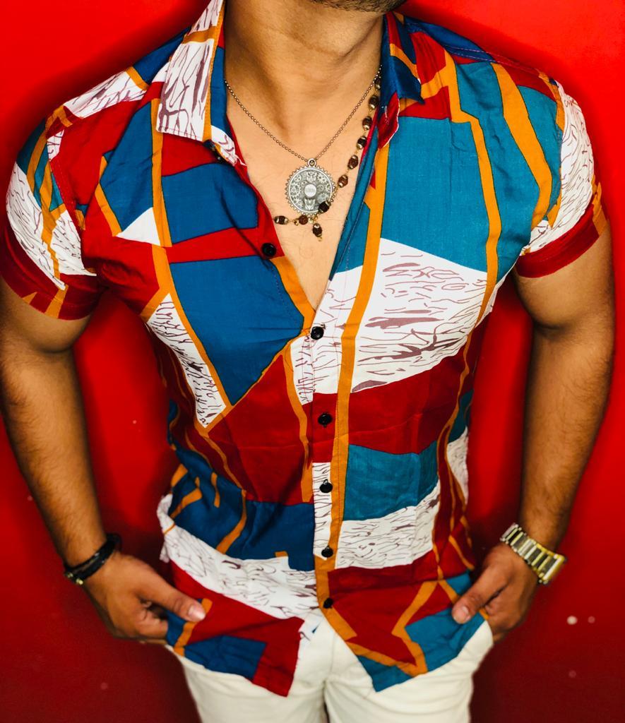 Zuric Digital Printed Fabric - Polyester Lycra, 58 Inch Width, Multi-color | Four Way Lycra, Available In Various Designs, Ideal For Shirts