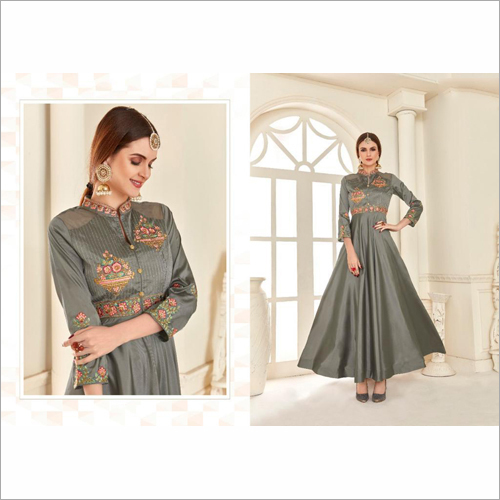 Washable Pure Soft Taffeta Silk Fabric Party Wear Gown