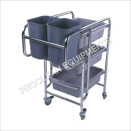 Restaurant Cart - Stainless Steel Tubular Frame, Food Grade Plastic Containers | Portable with Robust Castors, Easy to Clean, Durable