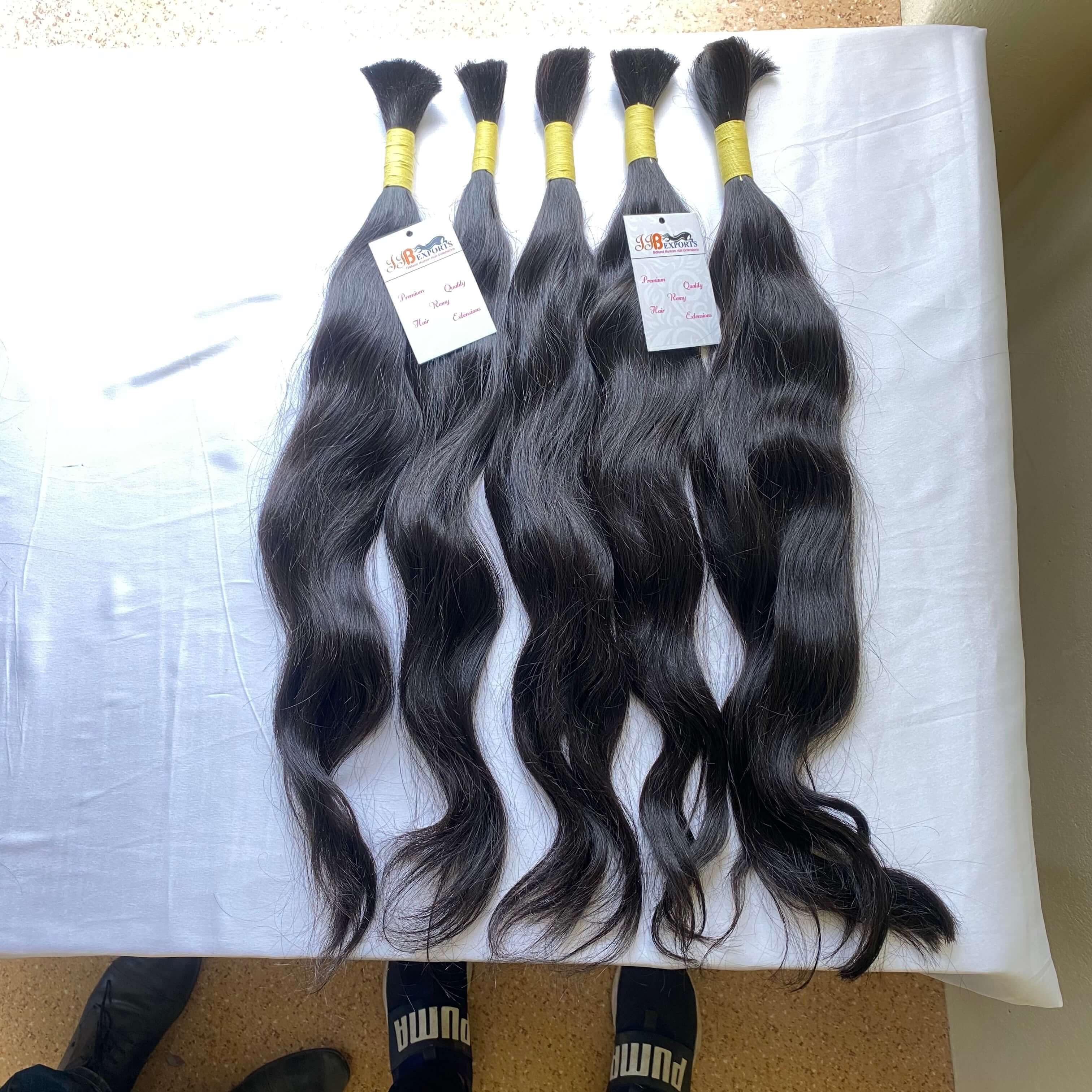 Natural Raw Unprocessed Virgin Bulk Human Hair - 10-30 Inch Length, Natural Black Color | Remy Hair, Tangle Free, Soft & Smooth, Bouncy With Natural Shine