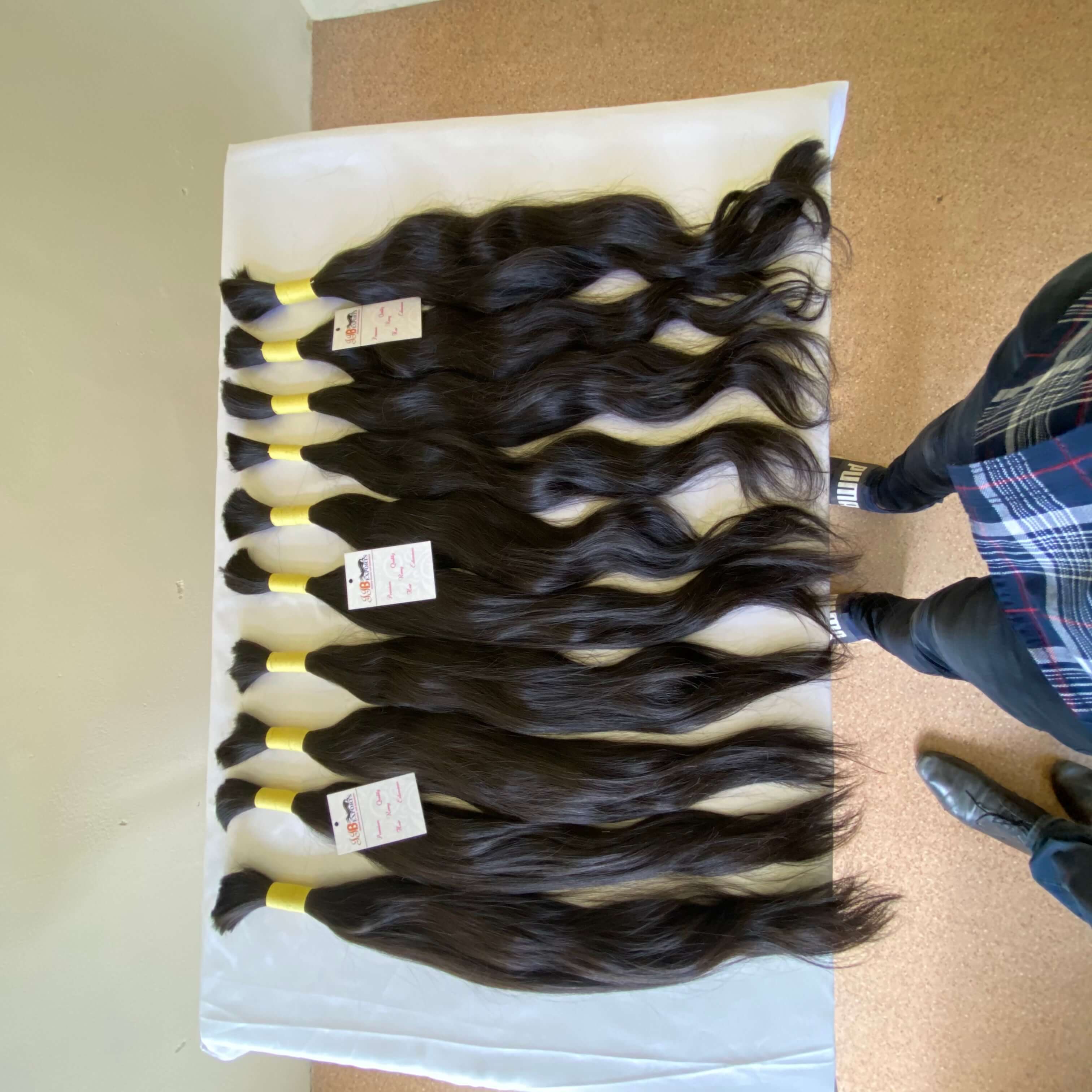 Natural Raw Unprocessed Virgin Bulk Human Hair - 10-30 Inch Length, Natural Black Color | Remy Hair, Tangle Free, Soft & Smooth, Bouncy With Natural Shine