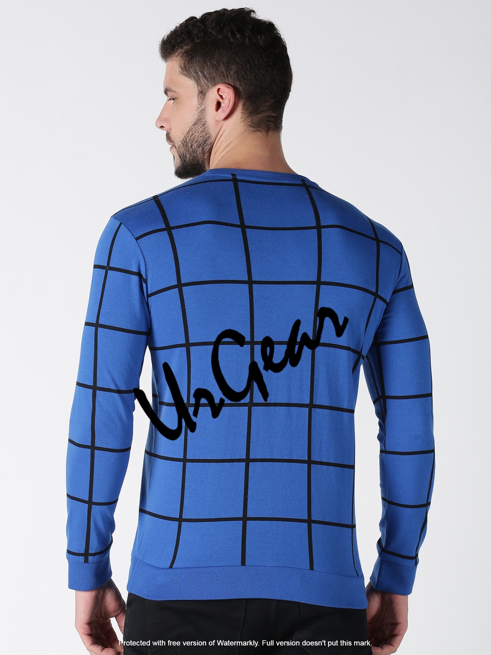 Men Round Neck T-shirt - 100% Combed Cotton, Sizes S-xxl, Blue Color | Long Sleeves, Bio-washed Softness, O-neck Design