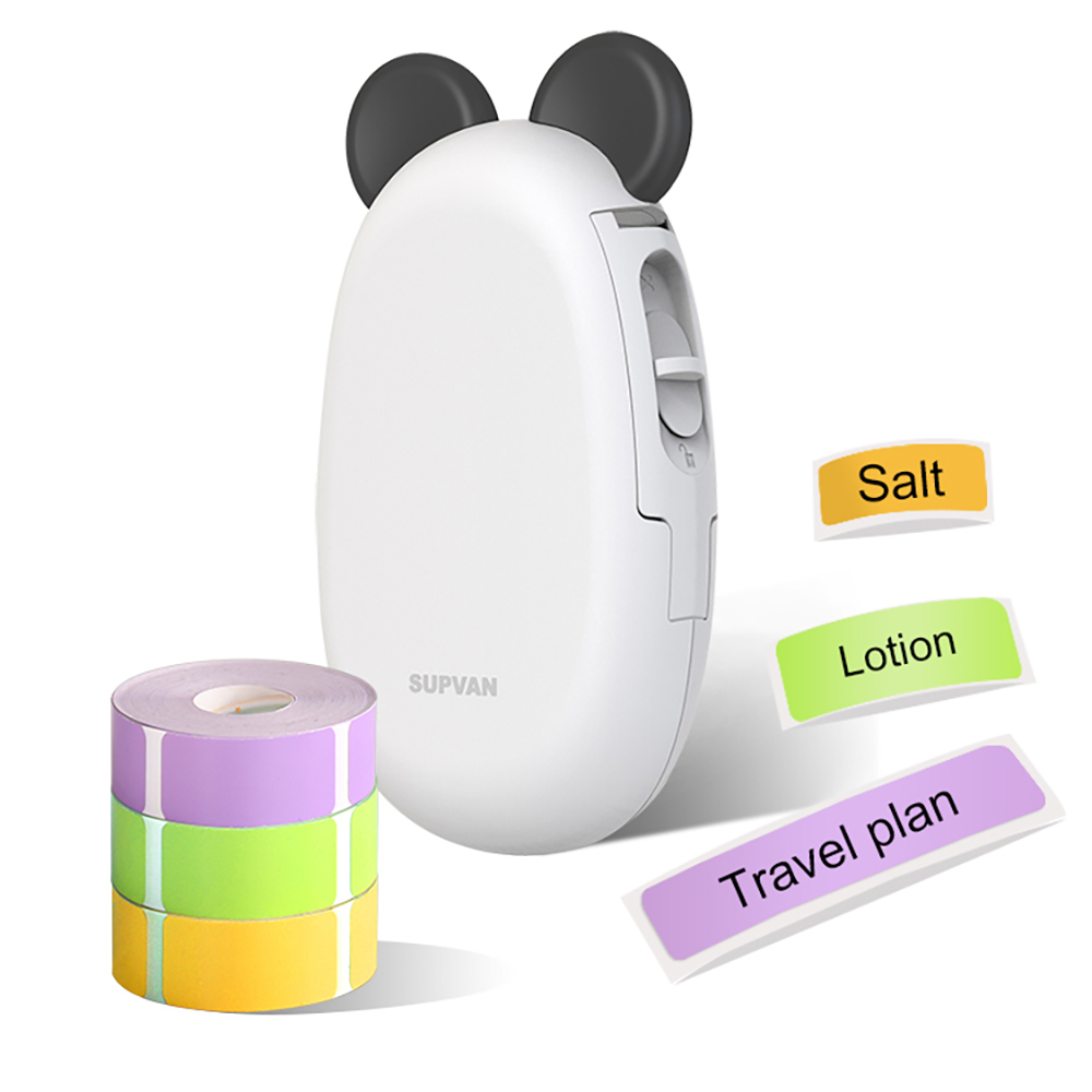 Label Printer E10 - Thermal, 4.5x18x11 Cm, Cute Multi-color Design | Wireless Bluetooth, Portable, Customizable Ears And Patterns